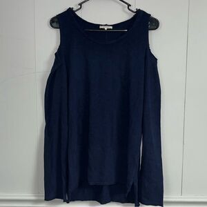 Nation Ltd Jen Menchaca Navy Blue Cold Shoulder Long Sleeve Sweater Size Large